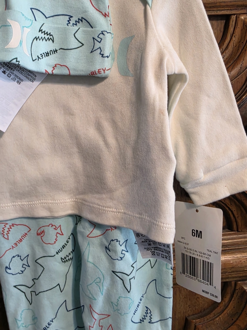 Hurley Baby Three-Piece Shark Set Size 6 Months